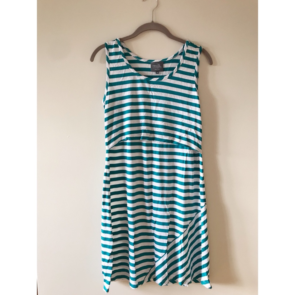 Milk striped nursing tank dress